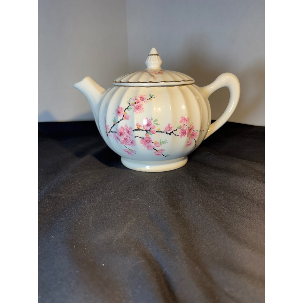 Vintage WS George Pottery Teapot Gold Carat Floral Kitchen Decor Japan